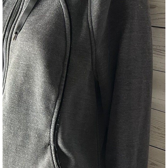 Lululemon Fleece Hoodie Medium Dark Gray Full Zip Long Sleeve Thumbholes Jacket - Picture 7 of 15